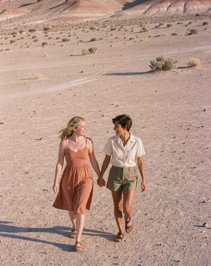 Terracotta sundress engagement photo outfit idea
