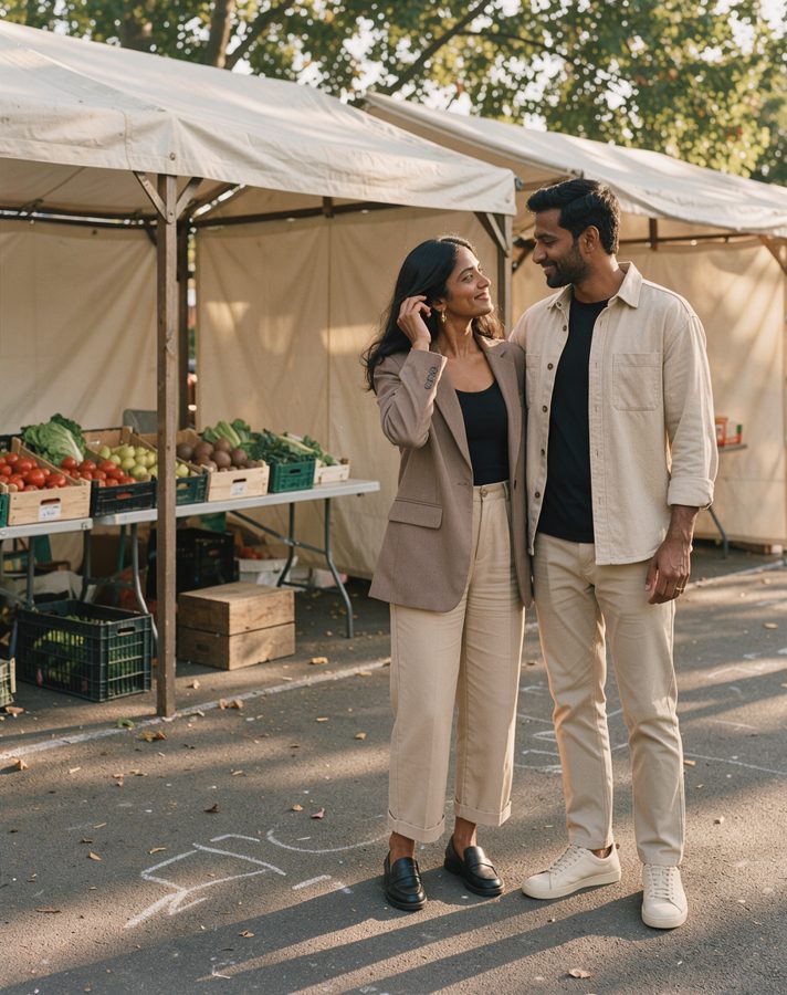 Weekend neutrals engagement photo outfit idea