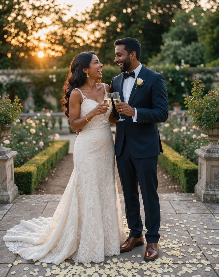 Champagne toast couple pose example