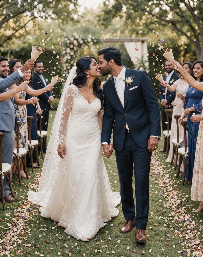 Confetti or petal toss couple pose example