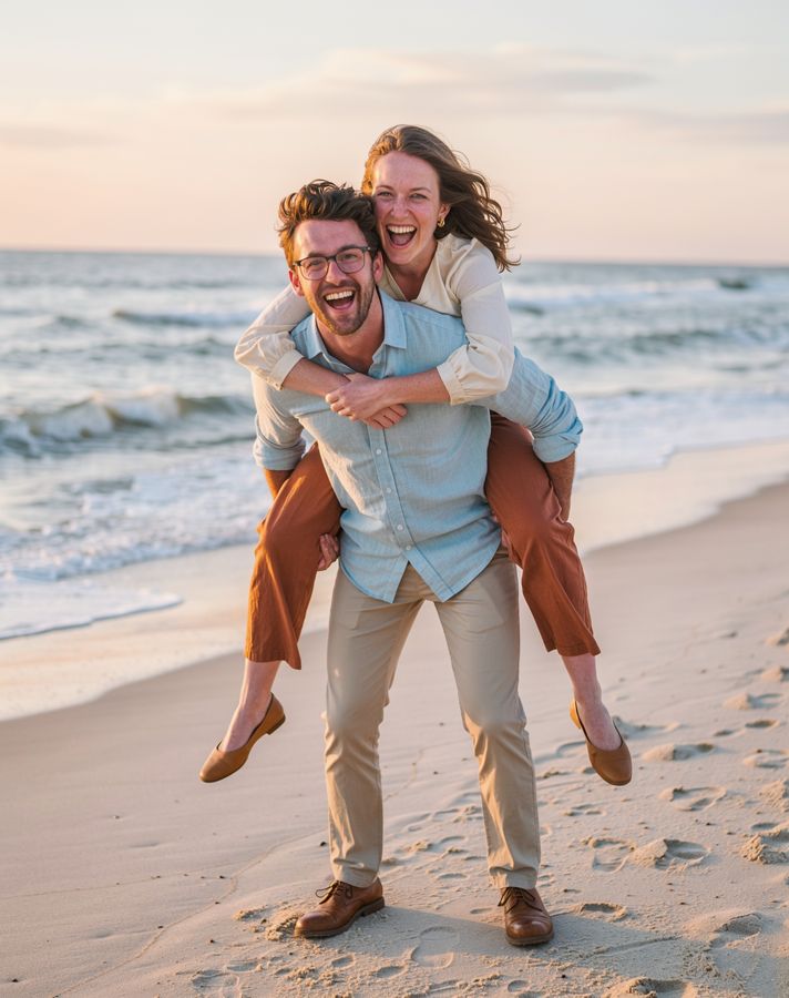 Piggyback ride couple pose example