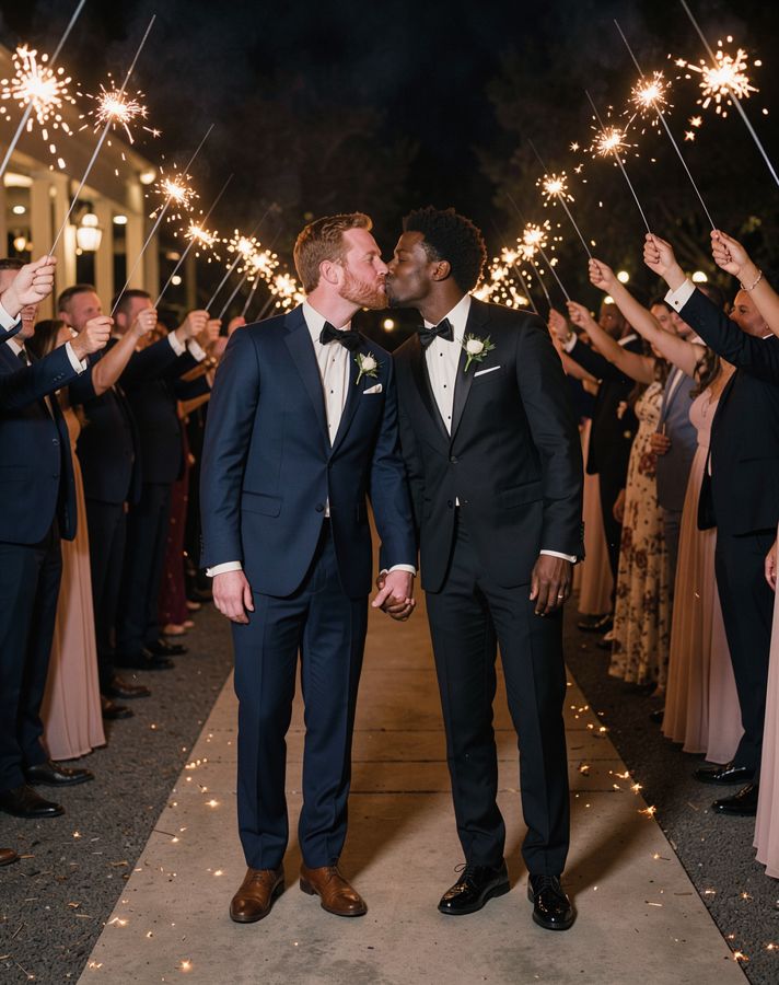 Sparkler send-off couple pose example